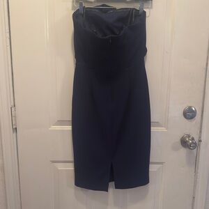 Betsy & Adam Navy Strapless Dress